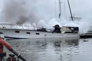 Burning Boat Sinks, Second Severely Damaged By Blaze At Maryland Marina (PHOTOS)