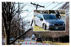 Driver Seized After Sunday Morning Crash Splits Utility Pole In Ridgewood
