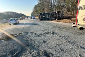 Overturned Dump Truck Shuts Route 18 In Marlboro