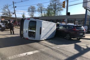 Van Knocked On Its Side In Hackensack Crash