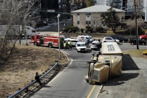PHOTOS: Toppled Tractor-Trailer Closes Route 80 Ramp In Hackensack
