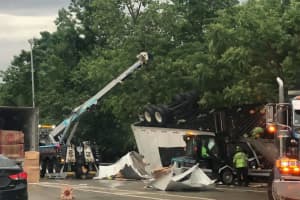 Another Tractor-Trailer Tips On Route 287, Jamming Morning Commute