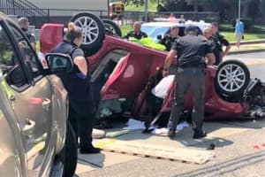 Driver Blows Stop Sign In Lyndhurst, Knocks Other Car Onto Its Side