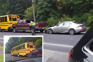 School Bus Carrying 17 Students Continues On Route After Long Hill Fender Bender