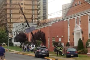 Utility Pole Toppled In Crash Outside Hackensack Church