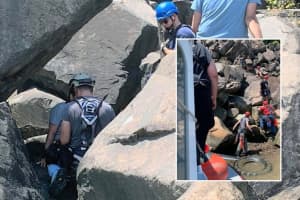 HEROES: Firefighters From Rockland Rescue Palisades Hiker Above NJ Marina