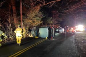Driver Loses Control Of Vehicle, Hits Rock Wall, Utility Pole In Ramapo