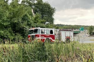 Car Takes A Dip After Leaving Ramp Off Route 128 In Lexington: Firefighters