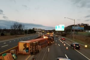 Tractor-Trailer Rollover Snarls Traffic For Miles On I-84