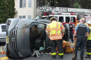 Firefighters Extricate Victim In Fair Lawn Rollover