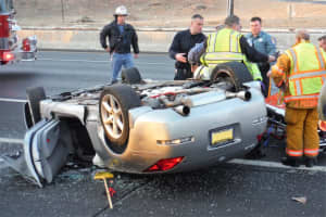 PHOTO: Sports Car Flips On Route 17 In Paramus