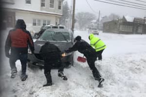 To The Rescue: Stratford Cops Dig Stranded Driver Out Of Snow