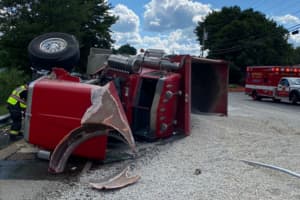 Dump Truck Rollover Crash Closes Part Of Route 20 In Central Mass: Authorities