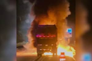 Overnight Garbage Truck Fire Creates Backup On I-495 North In Hopkinton
