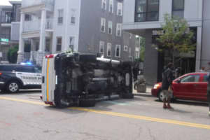 MBTA Truck Crashes With Car, Rolls Over In Dorchester: Police