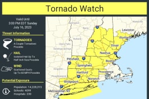 Tornado Watch Issued For Much Of Region, With 60 MPH Wind Gusts, Hail Also Possible