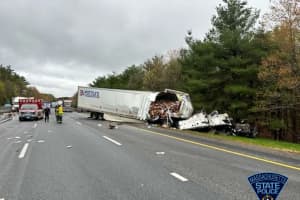 Messy Commute: Crews Clean Central Mass Highway After Tractor-Trailer Crash