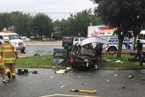 PHOTOS: Jeep Driver Extricated After Rollover Crash On Route 17 In Ramsey