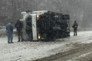 Occupants OK After Truck Tips On Snowy Route 17 In Saddle RIver