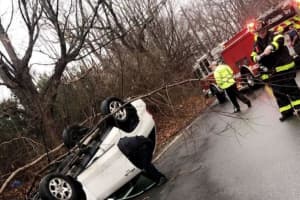 Driver Treated For Injuries After Rollover Crash In Mamaroneck
