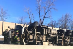 Overturned Dump Truck, Vehicle Fire Cause Parsippany Delays