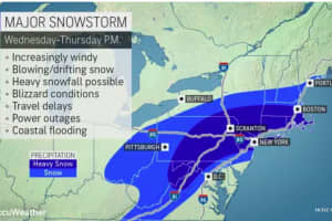 Preliminary Snowfall Projections Released For Potentially Major Midweek Nor'easter