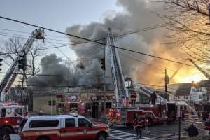 Four-Alarm Fire Rages At Strip Mall In Westchester