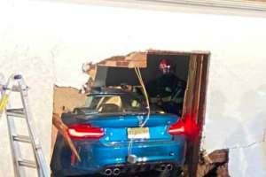 PHOTOS: Speeding Car Slams Into Hunterdon County Home; Crews Rescue Trapped Driver, Passenger