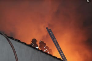 Firefighters Battle Four-Alarm Blaze At Long Island Pizzeria