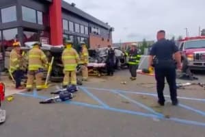 Driver Extricated After Smashing Through Route 130 Wendy's, Going Airborne