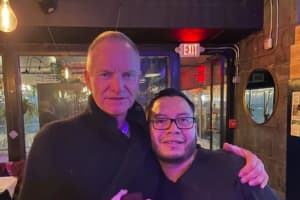 Sting Scarfs Down Italian Food, Snaps Photos With Fans In Hoboken
