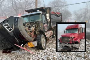 Tractor-Trailer Driver Misjudges Curve, Hits Dump Truck In Northampton County (PHOTOS)
