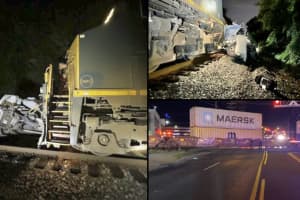 Freight Train Strikes, Crushes 'Utility' Truck In Maryland, Electrical Wires Land On Tracks