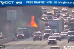 Video Shows Tractor Trailer Fire On Capital Beltway In Fairfax County (DEVELOPING)