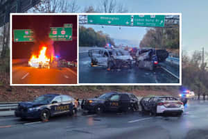 Delco Police Officers Involved In Fiery Crash During Traffic Stop On I-95