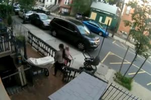 Woman With Small Child Seen Taking Package From Hoboken Stoop