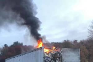 Flaming Tractor-trailer Causes Traffic On 495