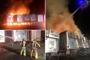 VIDEO: 6 Tractor-Trailers Burst Into Flames At Trash Dump In Catskill