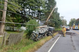Rolled Dump Truck Closes Rensselaer County Highway, Knocks Down Power Lines