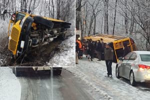 Student Hospitalized After School Bus Overturns On Icy Road In Region