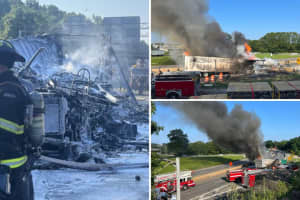 Tractor-Trailer Bursts Into Flames On I-287 In Port Chester
