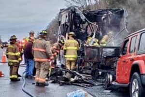 Tragedy Averted: Couple Pulled From Burning RV On Thruway In Catskill