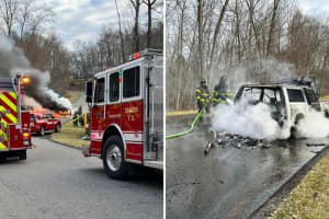 Vehicle Fire Fills Residential Street With Smoke In Northern Westchester