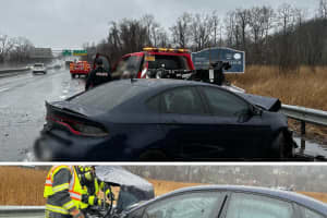 Crash Scatters Debris On Route 9 In Croton-On-Hudson