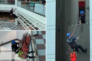 Police Conduct Rescue Training At Closed, Empty Mall In Westchester