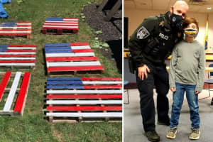 Mahwah Boy, 8, Donates $2,500 From Painted Flag Pallets To Little Ferry PD's New K9