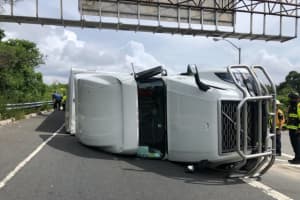 Another Tractor-Trailer Tips At 'Tanker Turn'