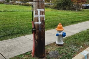Swastika Painted On Telephone Pole In Bucks County
