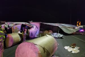 Tractor-Trailer Crash On I-83 Sends 5K Lbs. Of Plastic Rolling Along Highway (Photos)