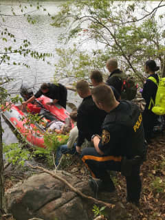 PHOTOS: Emergency Crews Cross Boonton Reservoir To Rescue Injured Pyramid Mountain Hiker